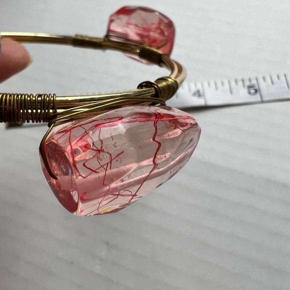 PINK Wire Wrapped Bangle Bracelet - Picture 4 of 8